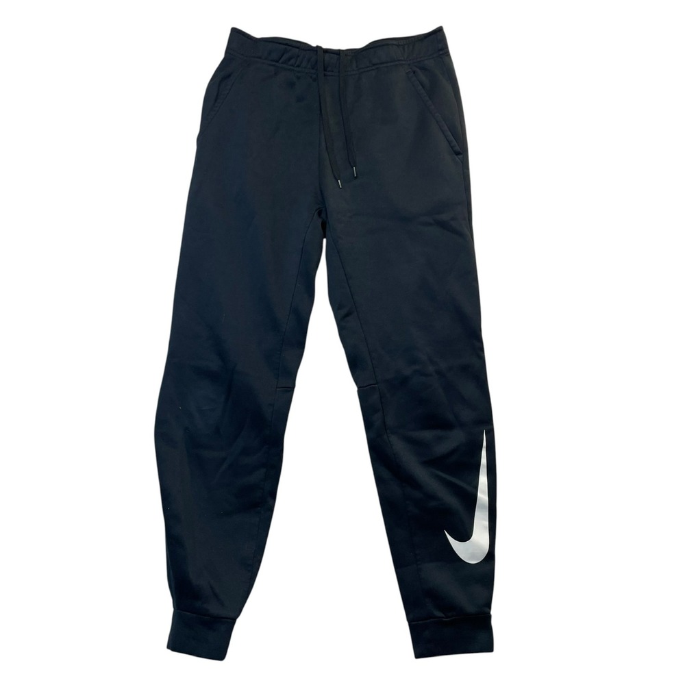 Nike Dri-FIT Joggers Black Silver Swoosh Reflective Sweatpants Small Athletic